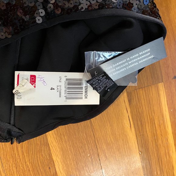 INC International Concepts Black Sequin Silk Skirt Greenwich NWT Size 4 - Picture 5 of 5